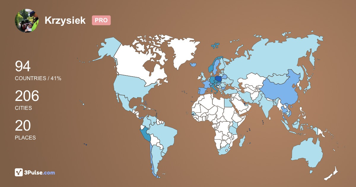 Krzysiek Urbanowicz's Travel Map Image