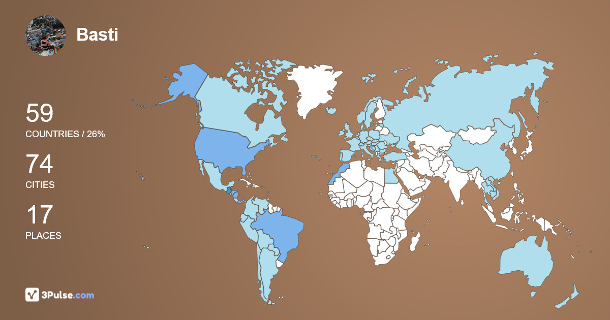 Basti Daman's Travel Map Image