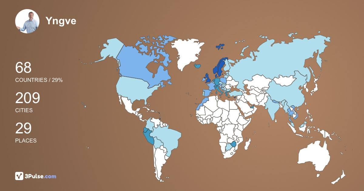 Yngve Lindvig's Travel Map Image