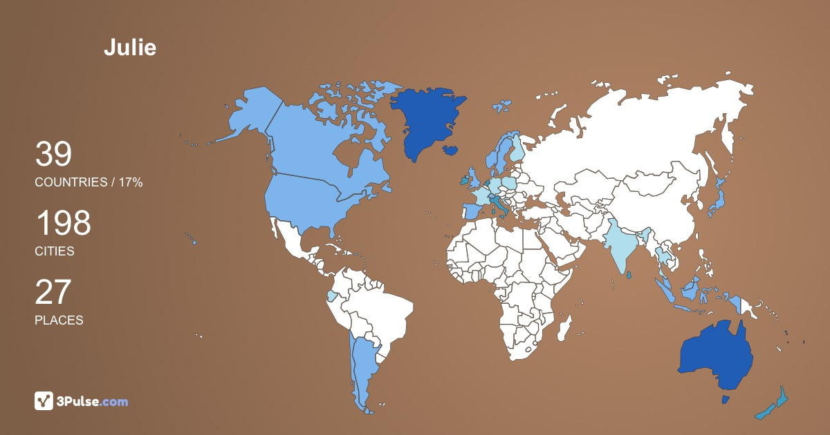 Julie Rae's Travel Map Image
