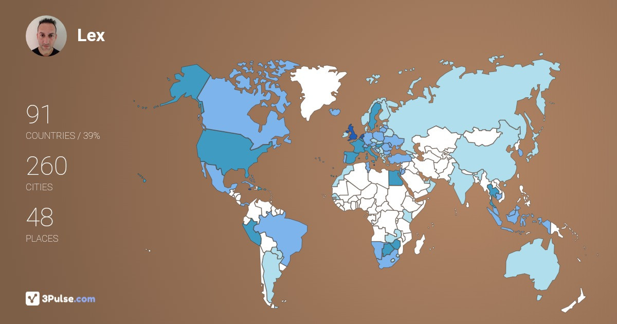 Lex La-Iacona's Travel Map Image
