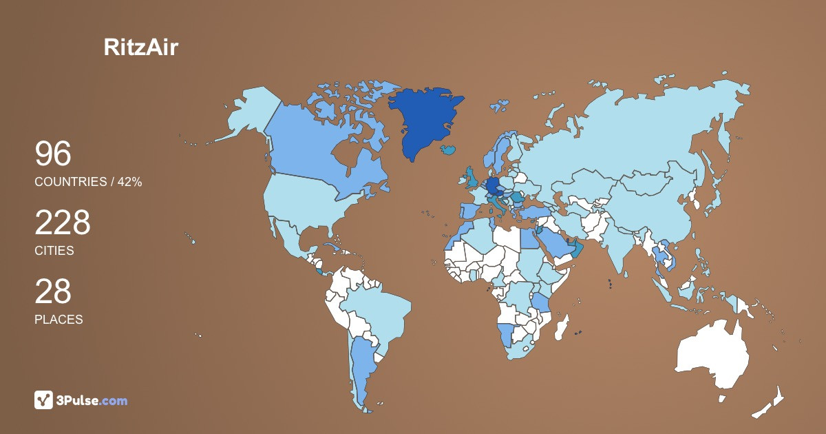 RitzAir Martin's Travel Map Image