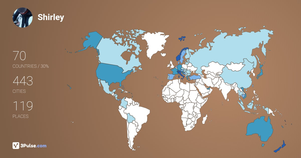 Shirley Wall's Travel Map Image
