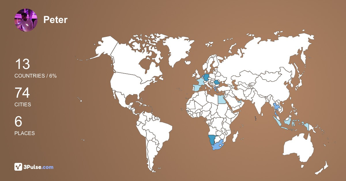 Peter Zahlt's Travel Map Image