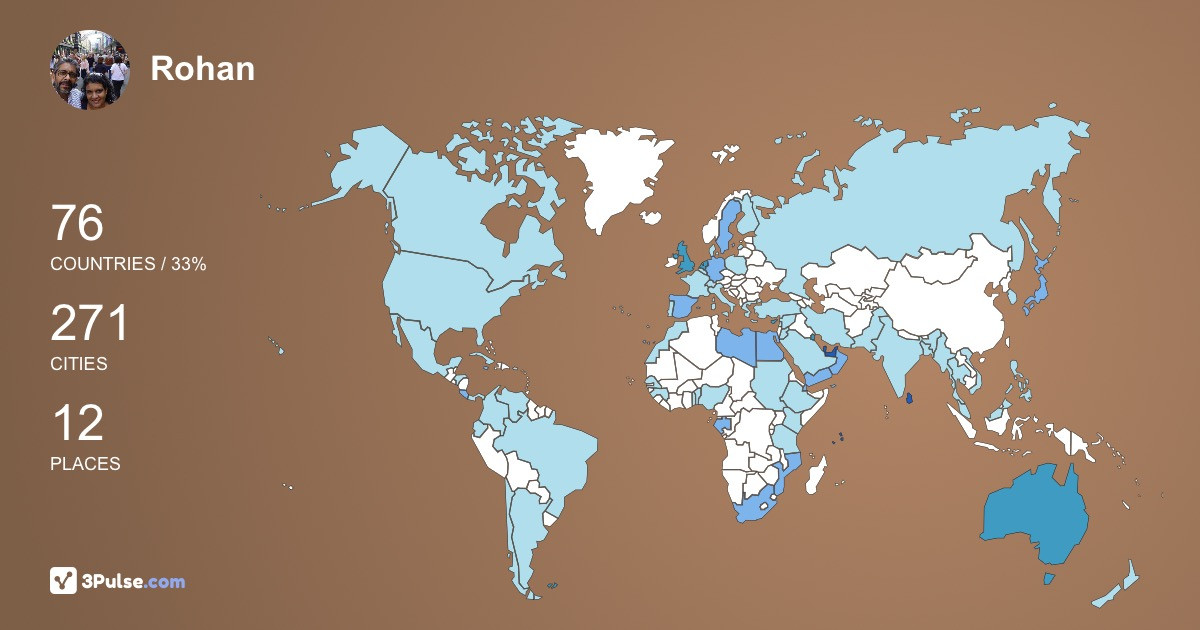 Rohan Codipilly's Travel Map Image