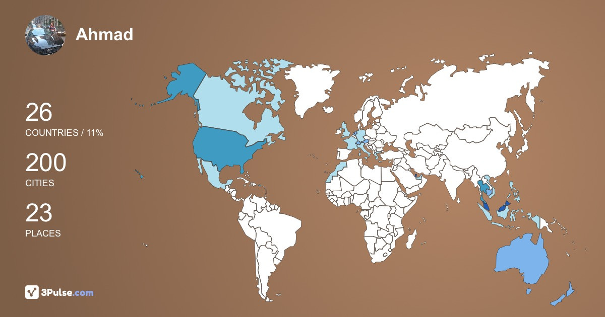 Ahmad Merican's Travel Map Image
