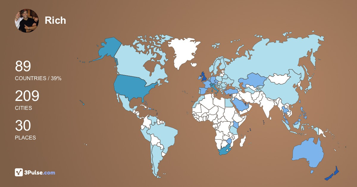 Rich Hattam's Travel Map Image