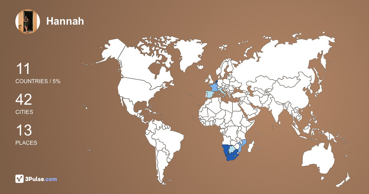 Hannah de-Waal's Travel Map Image