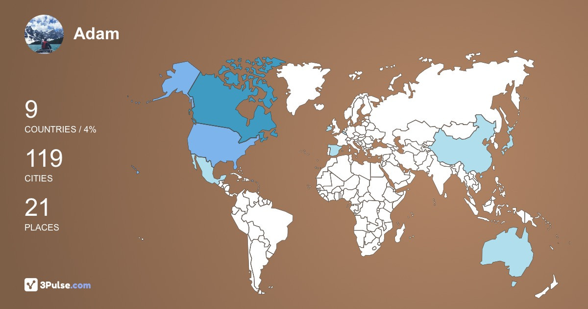 Adam Baier's Travel Map Image