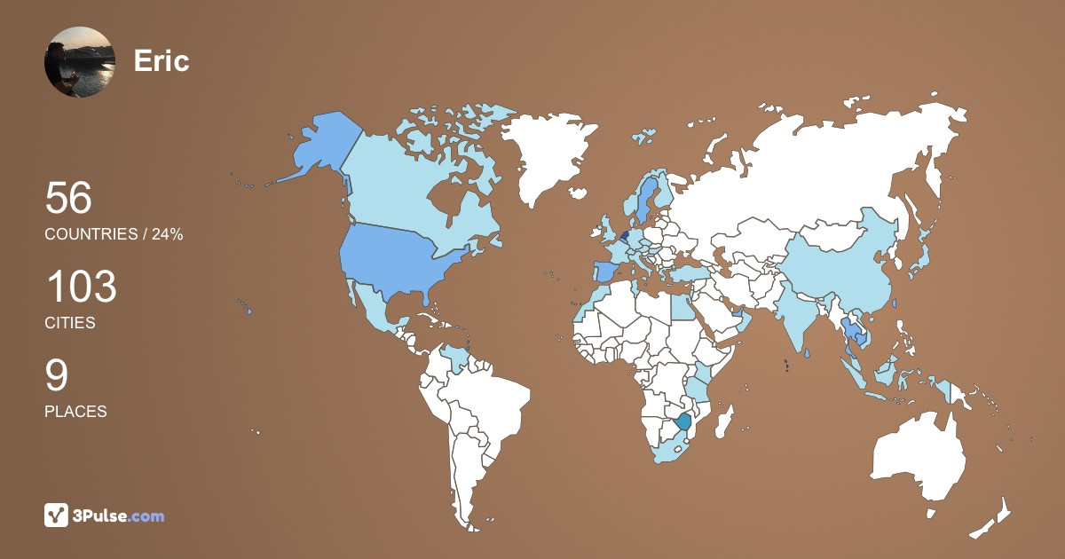Eric Huiden's Travel Map Image