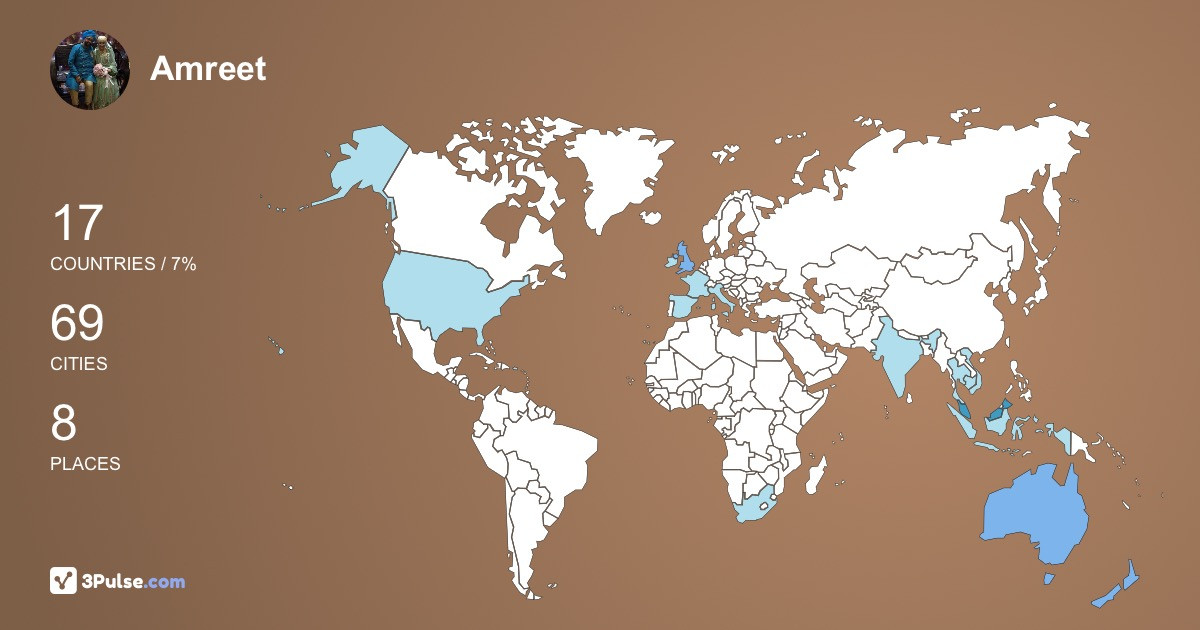 Amreet Gill's Travel Map Image