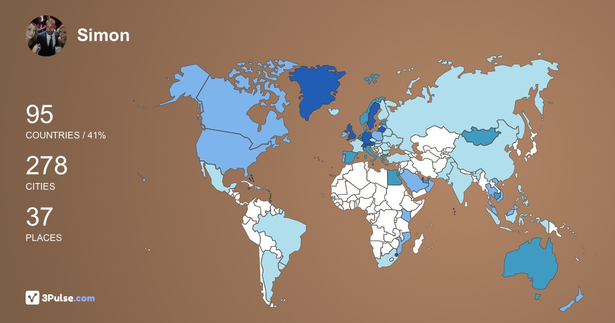 Simon Willson-White's Travel Map Image