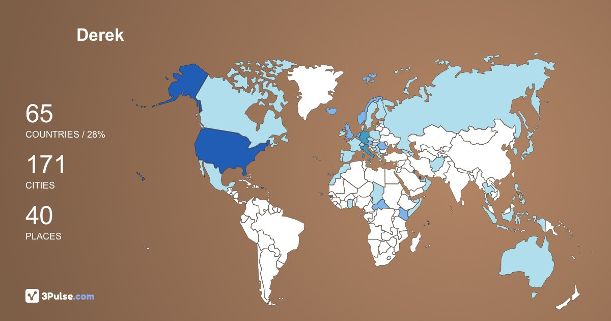 Derek DeBoer's Travel Map Image